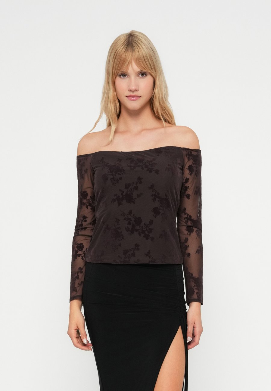 

Блуза Abercrombie & Fitch FLOCKED FLORAL, Dark Brown