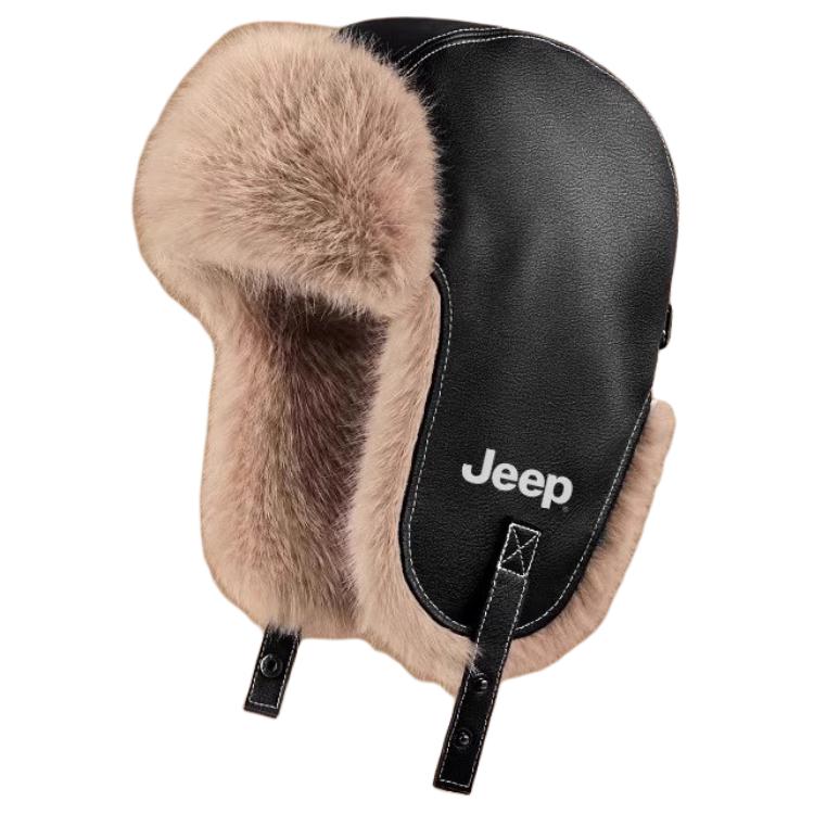 

Кожаная шапка-ушанка PU Unisex Jeep, черный[thickened fleece-cold-resistant wind]
