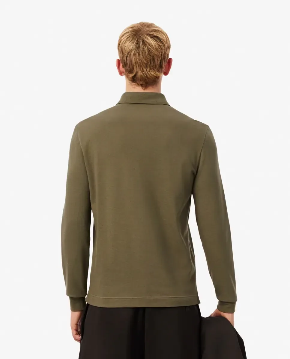 Мужская рубашка-поло Smart Paris из пике с длинными рукавами Lacoste, Verde Militar — фото 2