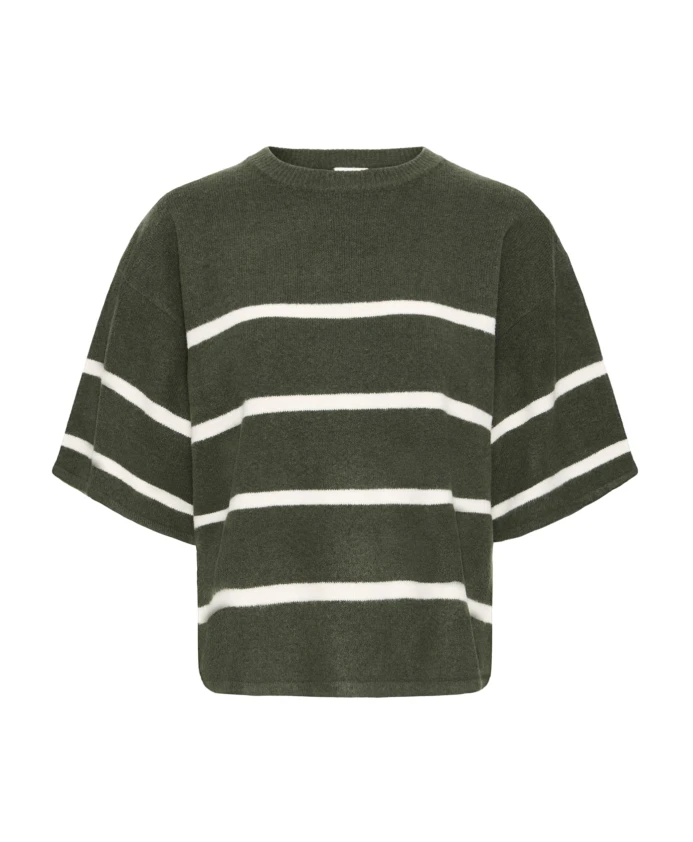 

Вязаный свитер зеленого цвета с миндальным молоком Ichi, мультиколор