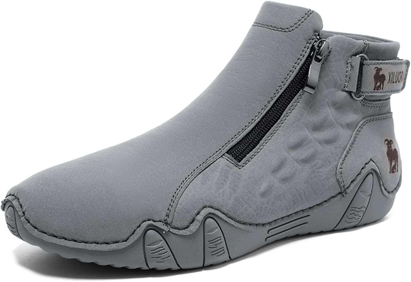 

Мужские повседневные модные ботинки-чукка на щиколотку, комфортные, с круглым носком, с тиснением под аллигатора, с меховой подкладкой, противоскользящие, с боковой молнией, для улицы, высокие, для вождения и ходьбы Eggdk, серый