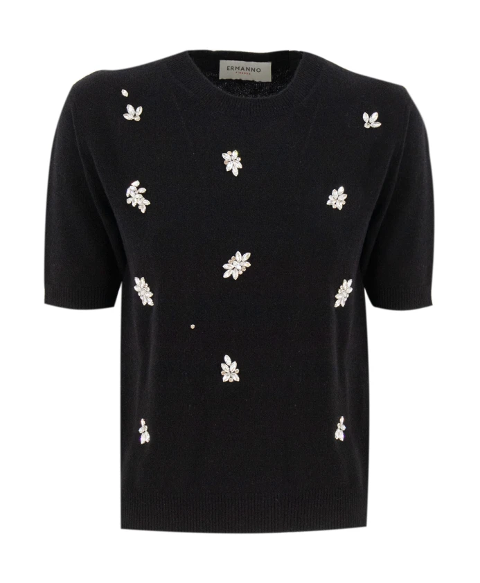 

Стильный пуловер из шерстяной смеси Ermanno Scervino, черный