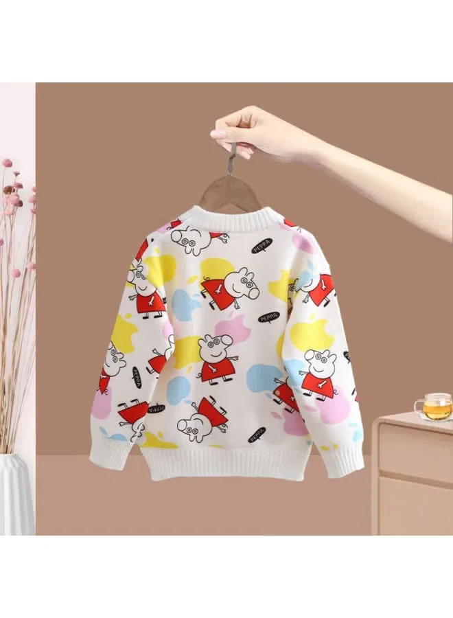 Детская одежда с флисовой подкладкой, вязаная, Peppa Pig, бежевый — фото 4