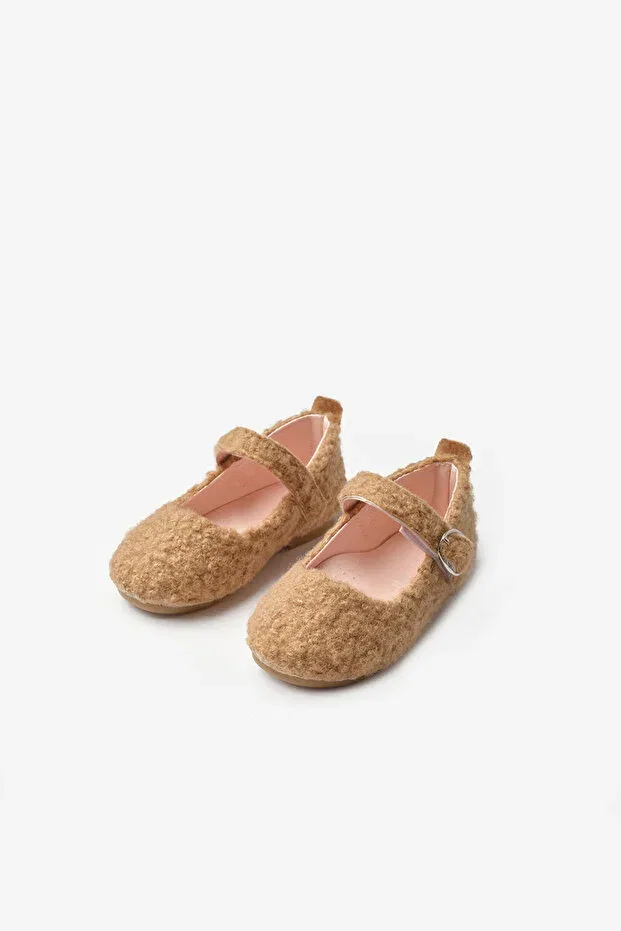 Детские балетки для девочек плюшевые с принтом Brown Plush Teddy Le Mabelle, Brown