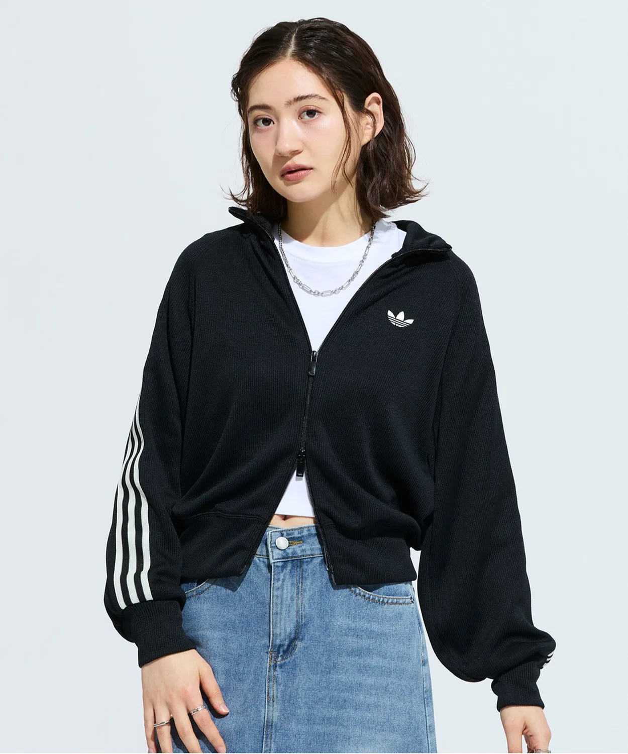 Женский джерси-топ с принтом трилистник Adidas Originals, Black
