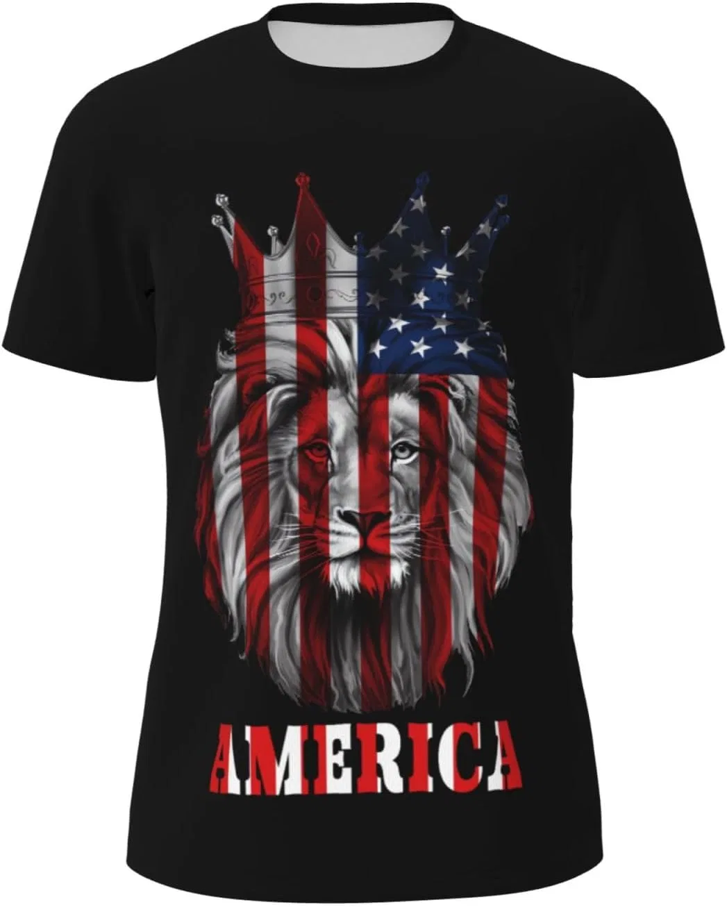 Мужская футболка с принтом King Lion America Flag, Black