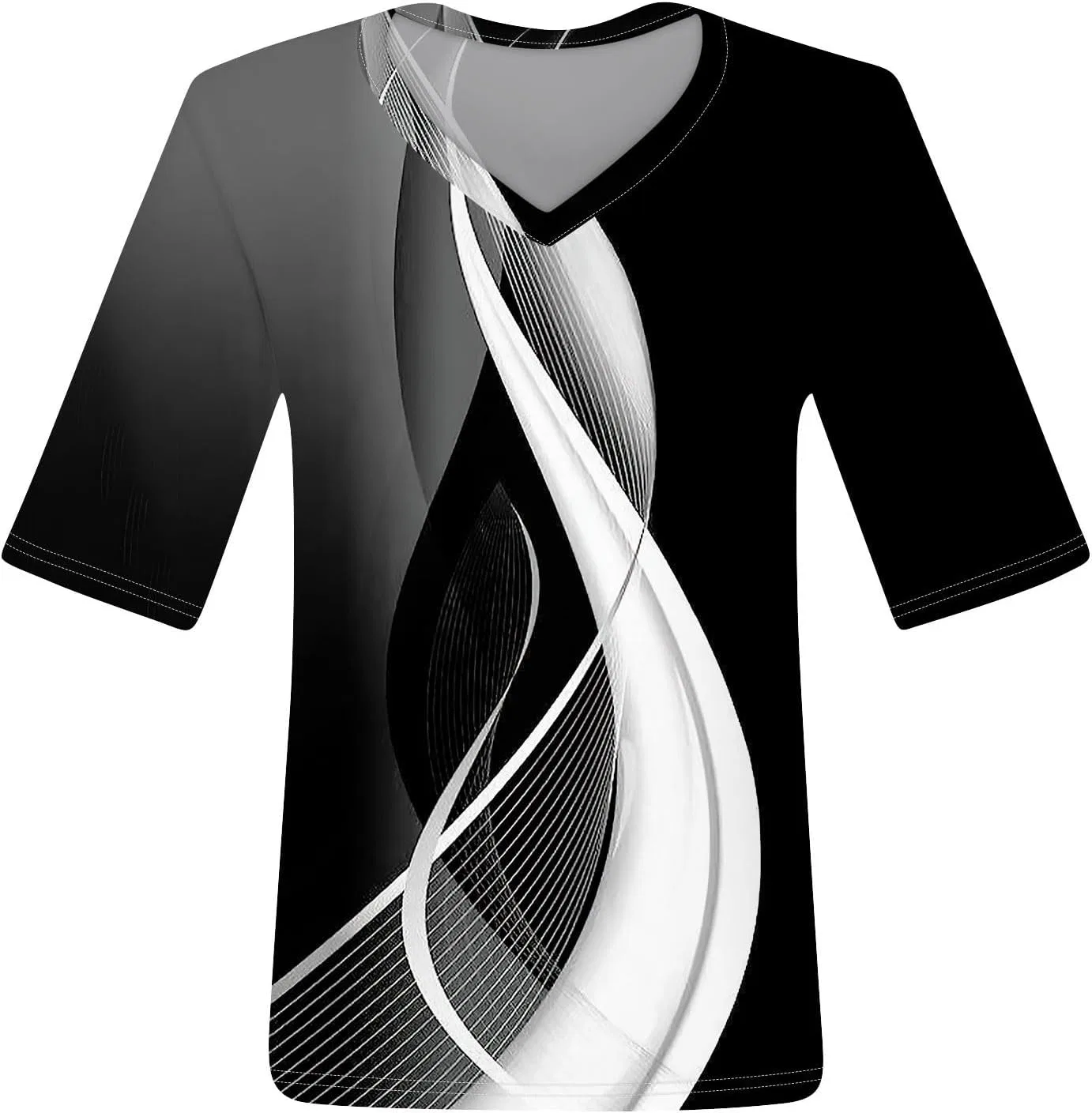 Женская футболка с V-вырезом свободного кроя Genericshirt45679, Black — фото 4