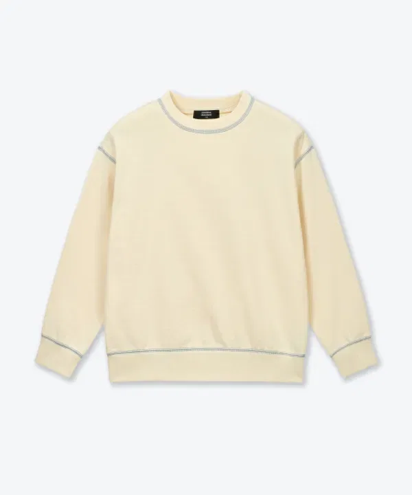 Свитшот с контрастной отстрочкой, Musinsa Standard Kids, лимонный крем — фото 3