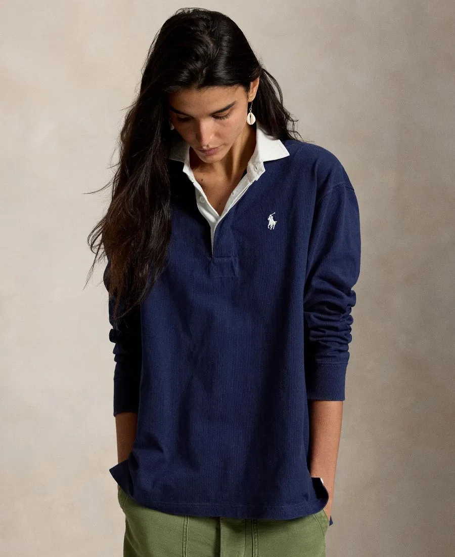 Женская рубашка регби с воротником Oversized Rugby Collar Shirt Polo Ralph Lauren, Eastside Royal