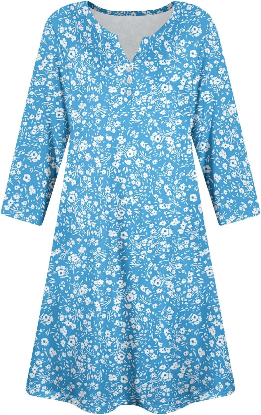 Женское летнее платье с длиной до колен с 3/4 рукавом, Light Blue — фото 3