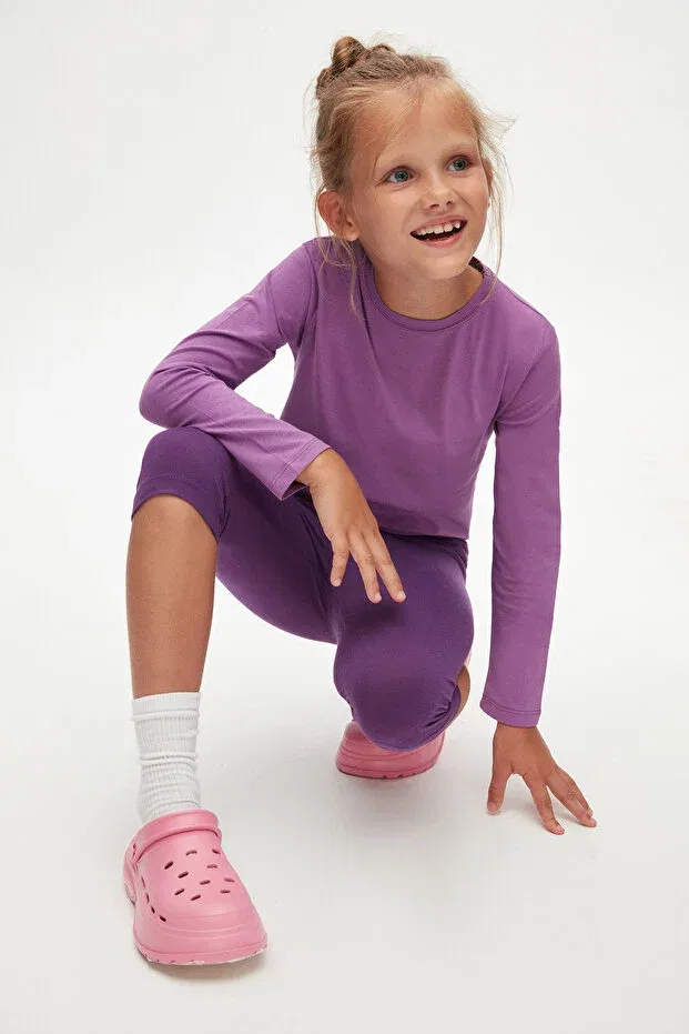 Детские шорты для девочек капри с принтом Basics Lovetti, Purple — фото 3