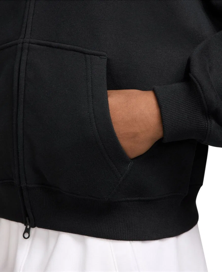 Худи на молнии Nike Sportswear Studio Oversized Fleece Full-Zip, Black/White — фото 2
