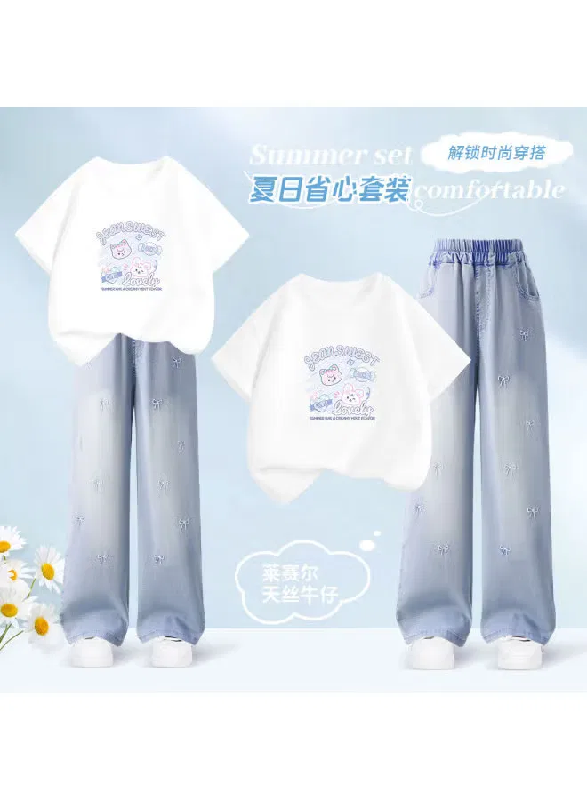 Комплект детский с коротким рукавом с принтом мультяшных животных Jeanswest, белый — фото 2