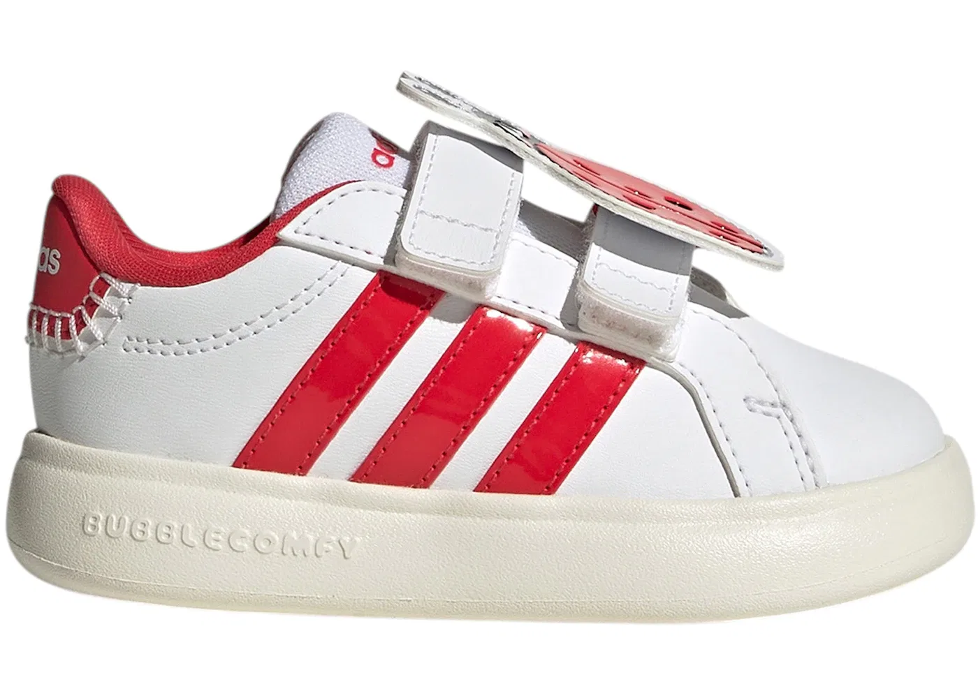 Детские кроссовки с длинным шнурком Adidas Grand Court 3.0, Cloud White Pure Ruby Off White