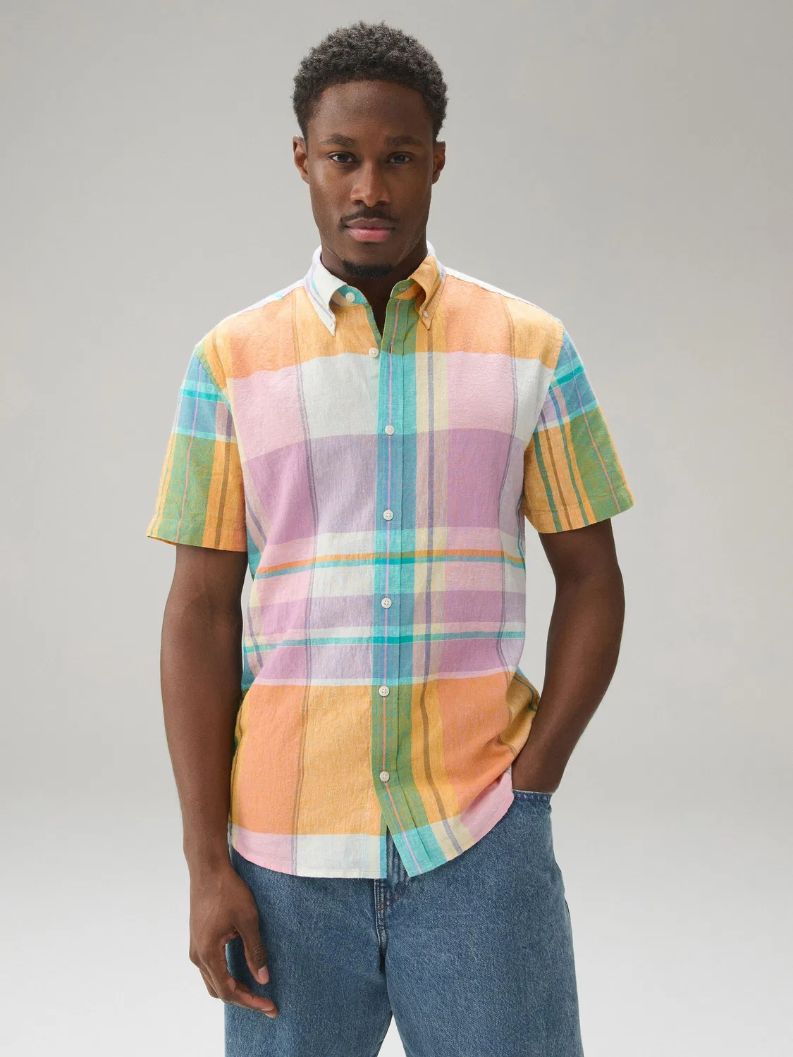 Рубашка с коротким рукавом Madras Check Next, оранжево-розовый