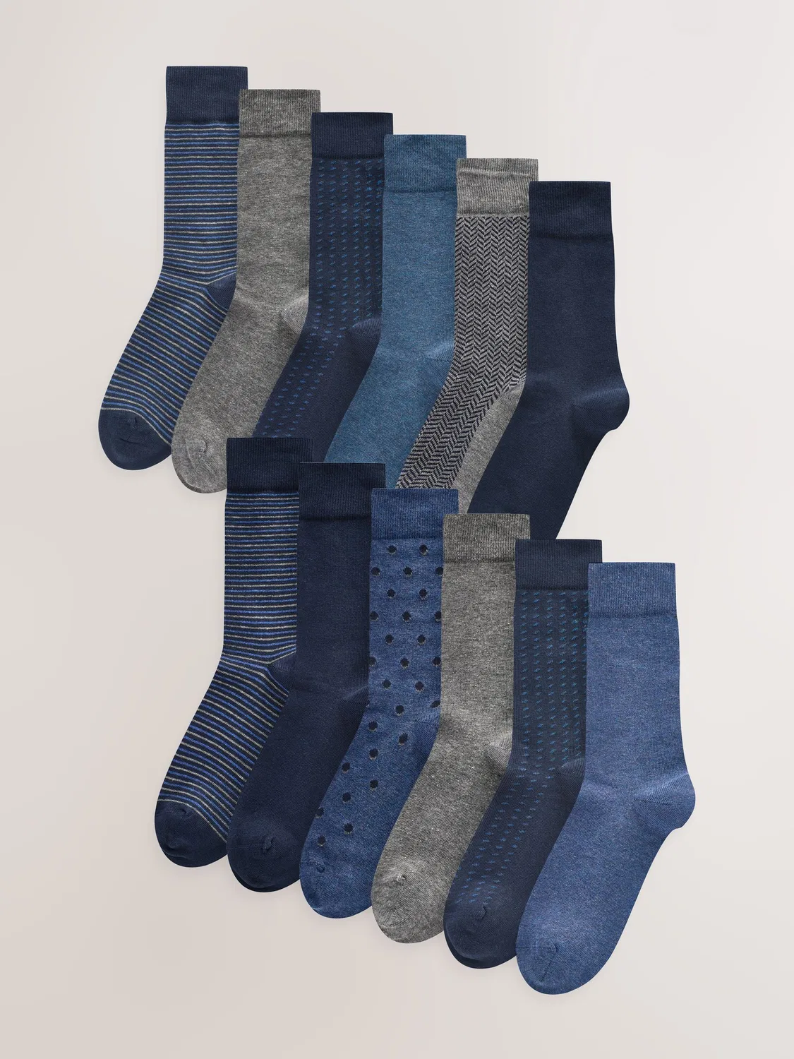 Носки хлопковые, набор 12 пар Next, Navy Blue/Grey Pattern