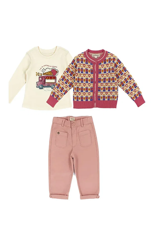 Детский комплект кардиганов с принтом Colorful cardigan 3-piece set My Lorin Kids Store, Beige