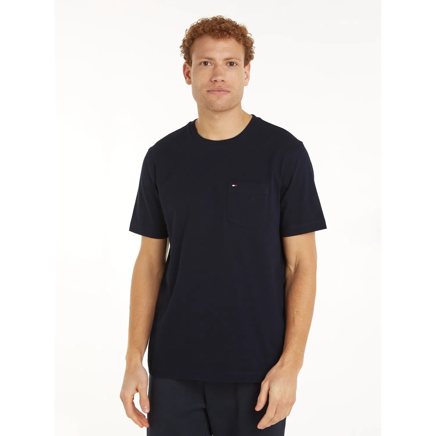 Мужская хлопковая футболка с нагрудным карманом Essential Solid Pocket Tee Tommy Hilfiger, Desert Sky