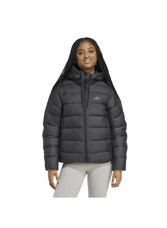 Куртка утепленная с капюшоном Essentials climawarm 3 stripes Adidas, черный — фото 2