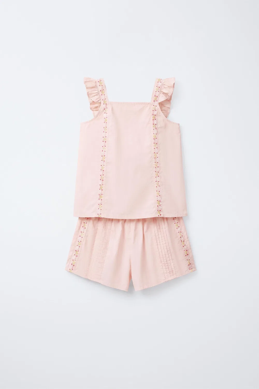 Пижама с вышитыми лямками, 6-14 лет ZARA, Pale Pink