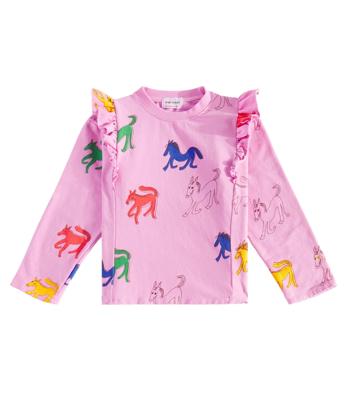 Свитшот хлопковый с оборками Wonder Horse Bobo Choses, розовый