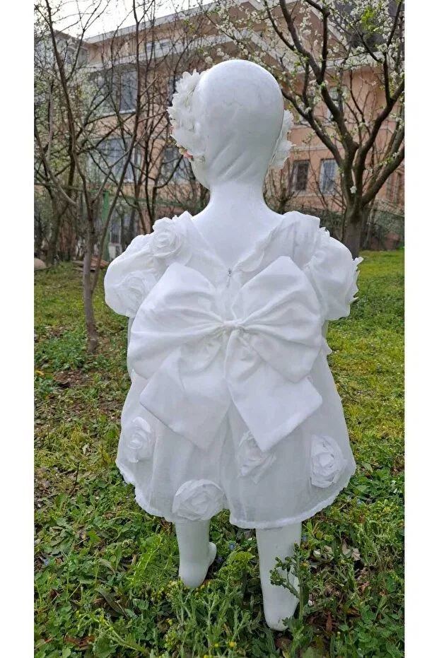 Детское платье для девочек с цветочным принтом Mininaf, White — фото 2