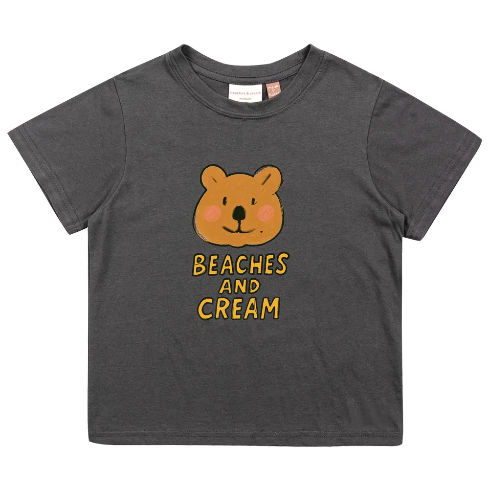 Детская футболка с принтом Quokka с коротким рукавом BEACHESAND CREAM KIDS, Charcoal