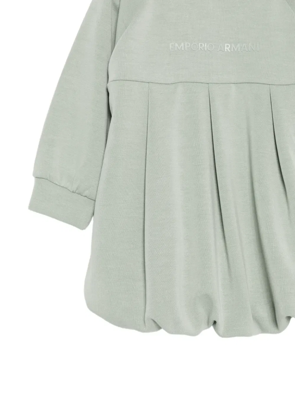 Плиссированное платье с логотипом Emporio Armani Kids, зеленый — фото 3