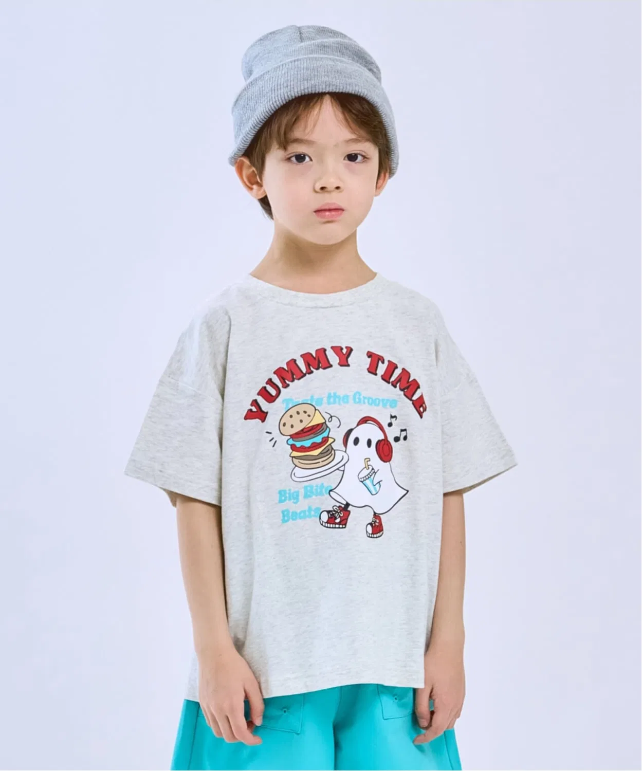 Детская футболка с принтом с коротким рукавом Ghost Print Tee minimal, White