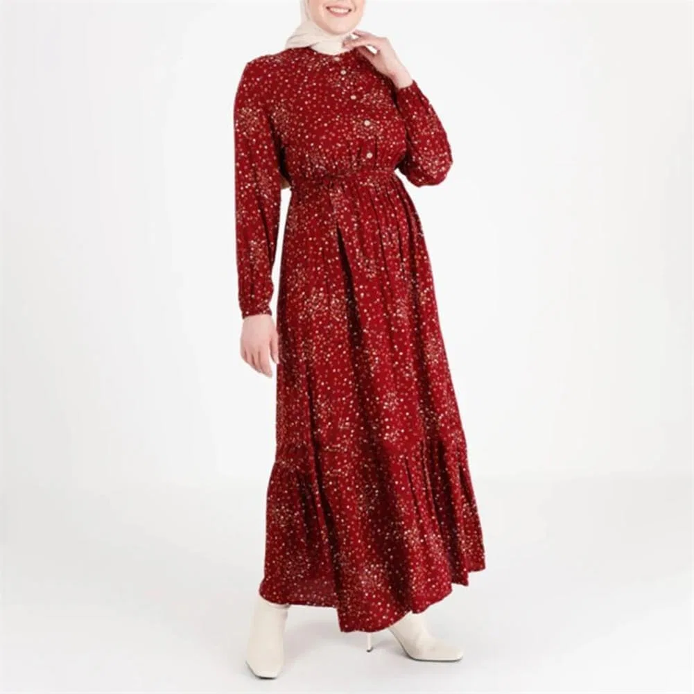 Женское макси-платье с цветочным принтом Abaya, Red — фото 2