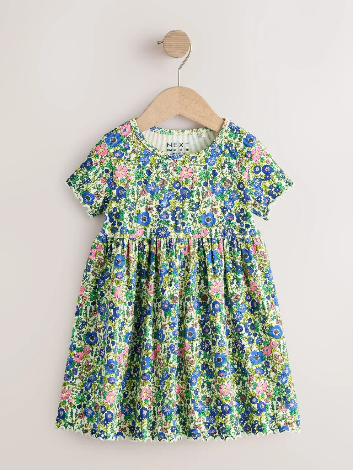 Платье с коротким рукавом, Blue Floral Next, голубой цветочный — фото 4