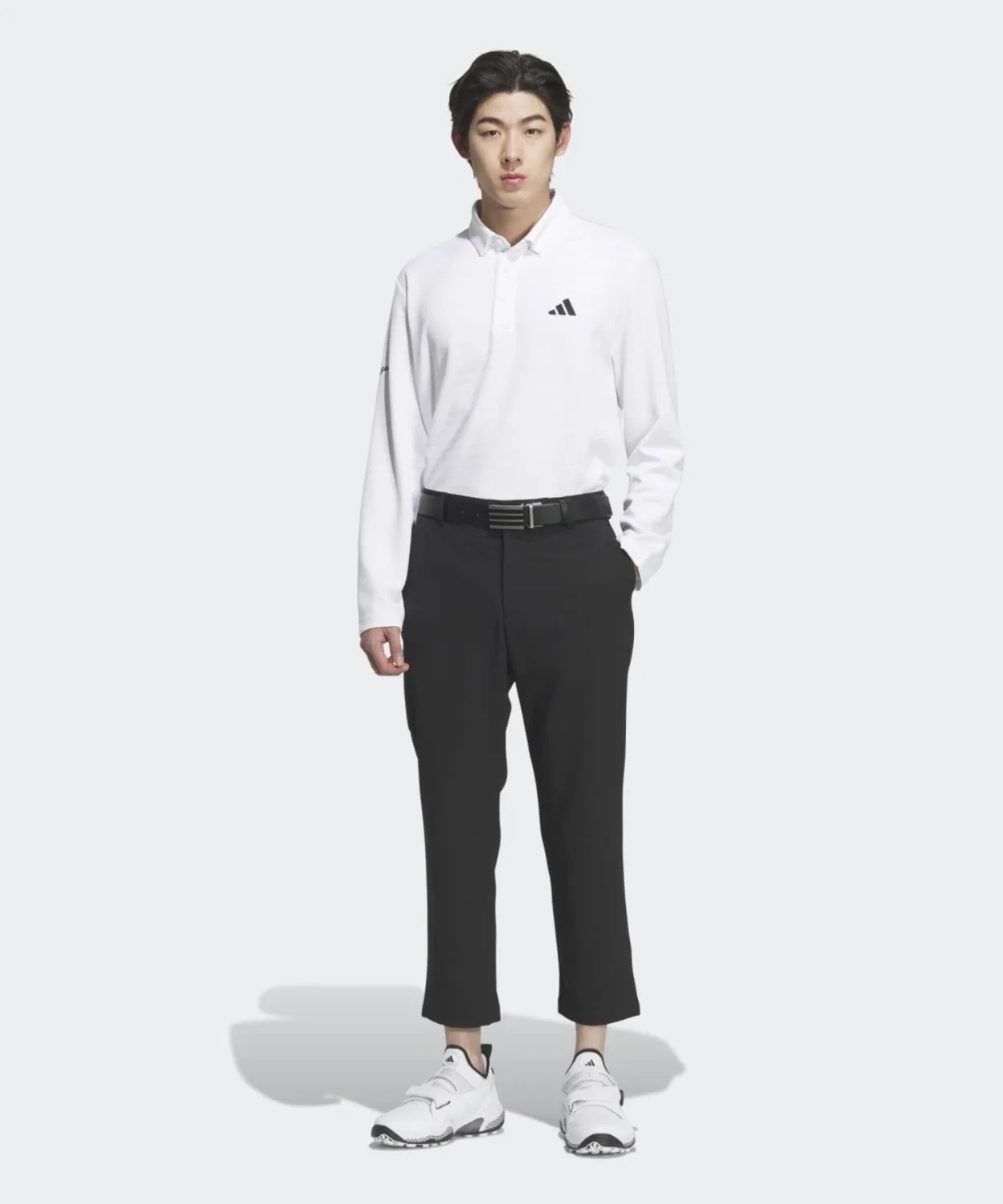 Мужская футболка-поло с монограммой, с длинным рукавом Monogram Long Sleeve Polo Shirt Adidas, Белый — фото 4