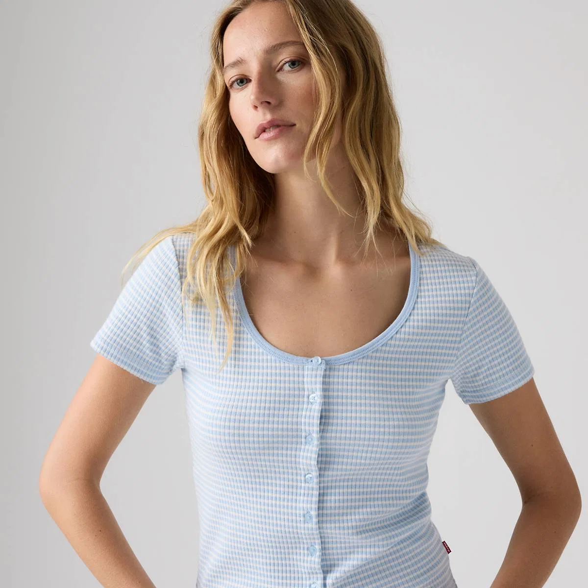 Рубашка с коротким рукавом на пуговицах от Austen Levi's, Annalise Stripe Angel Falls - Blue — фото 2