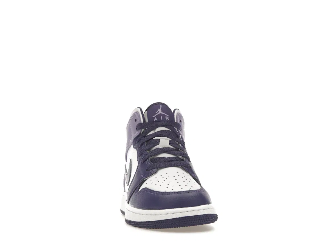 Детские кроссовки на шнуровке с принтом Jordan 1 Mid, Sky J Purple/White/Sky J Light Purple/Sky J Purple — фото 2