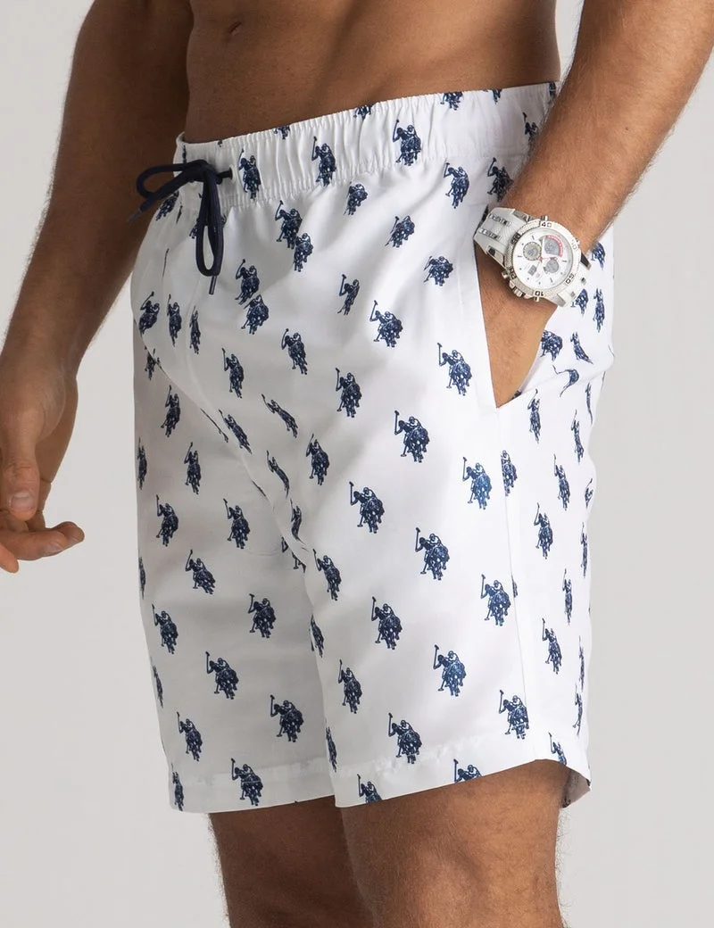 Мужские шорты для плавания U.S. Polo Assn. 7" All Over Logo Print, белый — фото 4