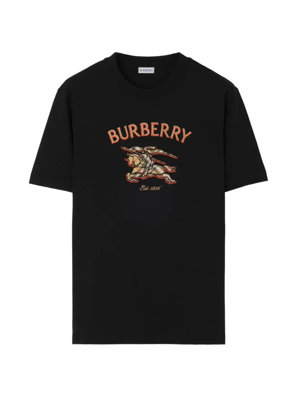 Футболка Knight Check из хлопка с аппликацией BURBERRY, черный
