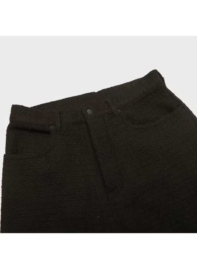 Брюки широкие из шерстяной смеси Zara, черный — фото 4