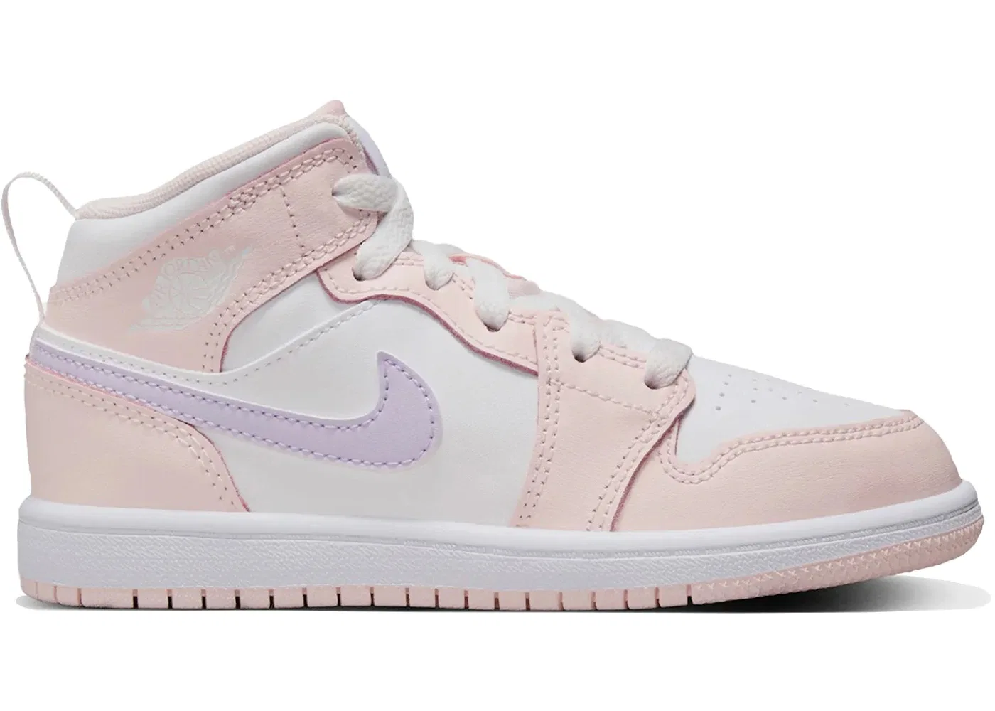 Детские кроссовки с высоким берцем Jordan 1 Mid Pink Wash Jordan, Pink Wash/White/Violet Frost