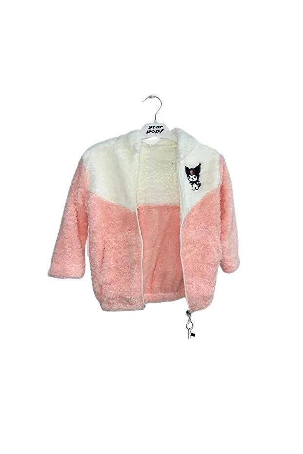 Детский плюшевый кардиган с длинным рукавом Star Pop, Pink-Ecru Embroidered — фото 2