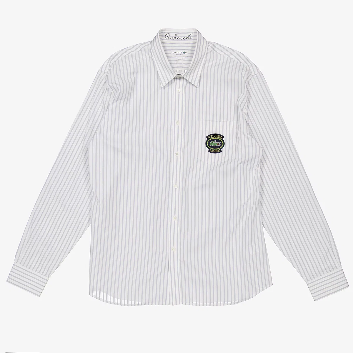 Рубашка с длинным рукавом из полосатого хлопкового поплина Striped Cotton Poplin Long-Sleeve Shirt Lacoste, Multicolor — фото 4