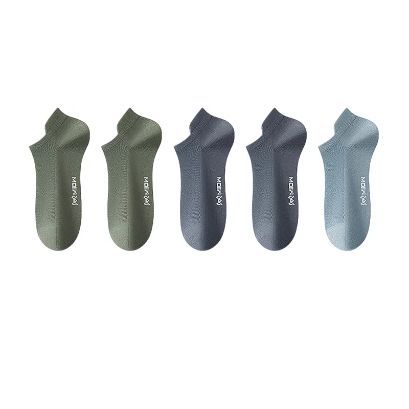 Детские носки-невидимки с длинным рукавом, комплект из 5 пар, [Premium 5 Pack] Pine Green 2 + Navy Blue 2 + Dusty Blue 1, MIIOW