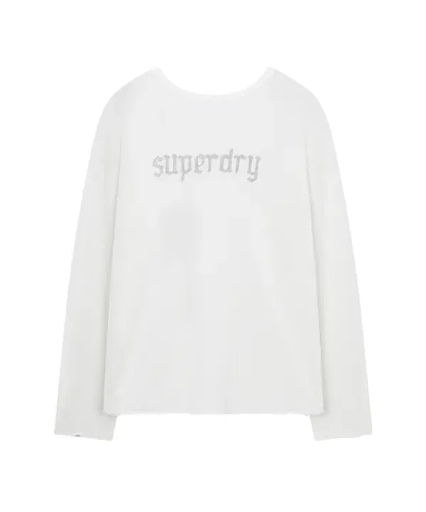 Женская длинная футболка из льняного трикотажа, Superdry, белый — фото 3