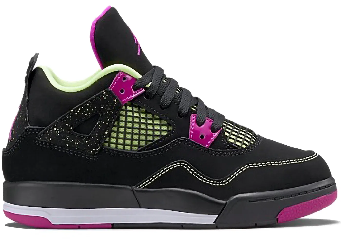 Детские кроссовки Lifestyle Jordan 4 Retro Jordan, Black/Liquid Lime/White/Fuchsia Flash