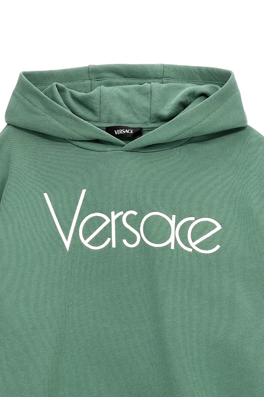 Худи с логотипом Kids Re-Edition Logo Hoodie Young Versace, Salvia/White — фото 3
