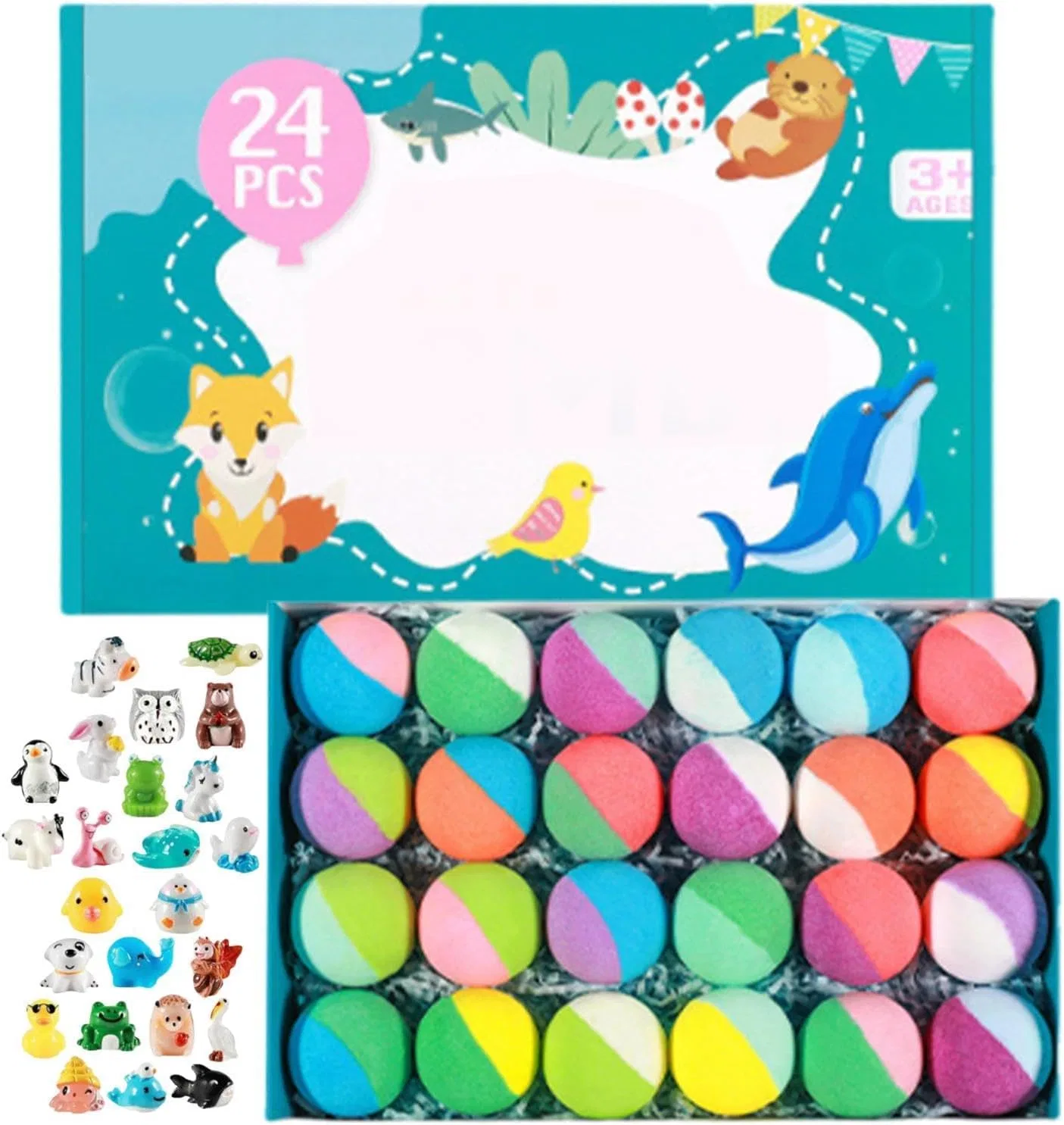 Бомбочки для ванны с игрушкой, 24 шт, морская соль, 1380g Genérico