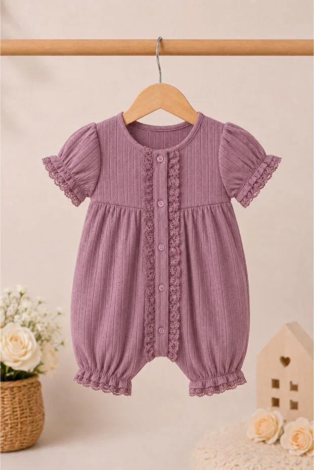 Детский комбинезон для девочек хлопковый Basics My Babies Label, Dried Rose — фото 4