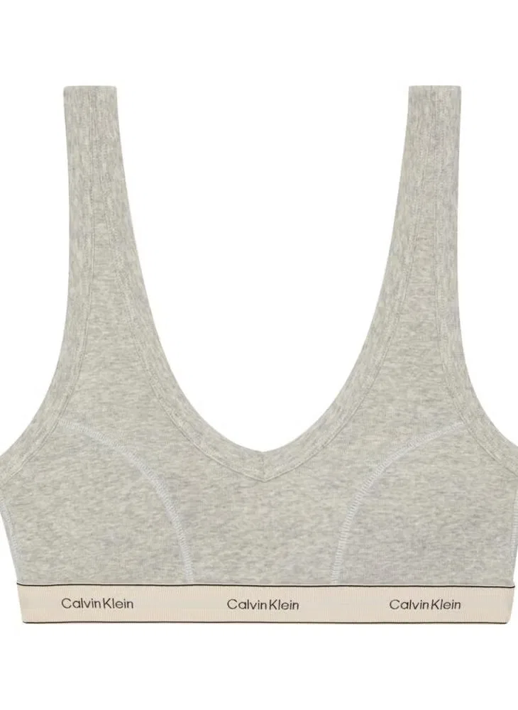 Бюстгальтер без косточек с треугольными чашечками Repeat Logo Calvin Klein, серый меланж — фото 2