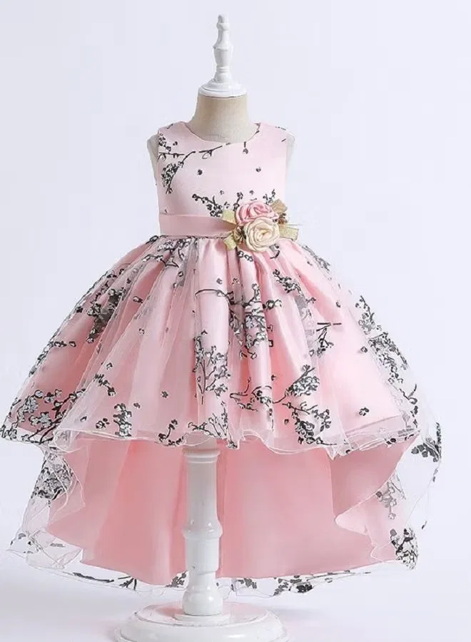 Платье с вышивкой и шлейфом для цветочницы Best Gift Fashion, розовый