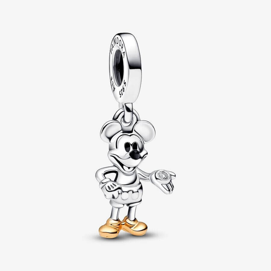 

Шарм-подвеска Pandora x Disney 100th Anniversary Mickey Mouse Lab-Grown Diamond, золото/серебро/черный