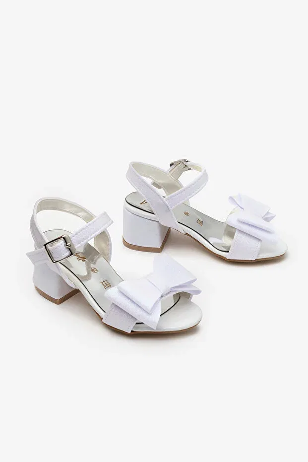 Детские туфли для девочек с бантом Le Mabelle, White